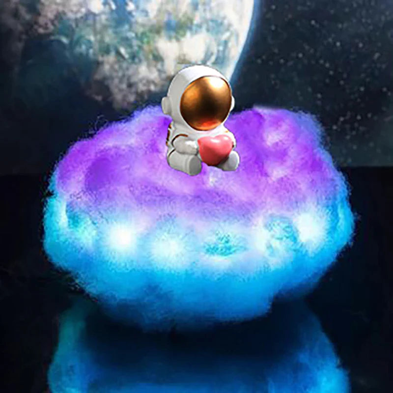 LED Astronaut Cloud Lamp with Rainbow Effect - Kids' Night Light & Bedroom Decor